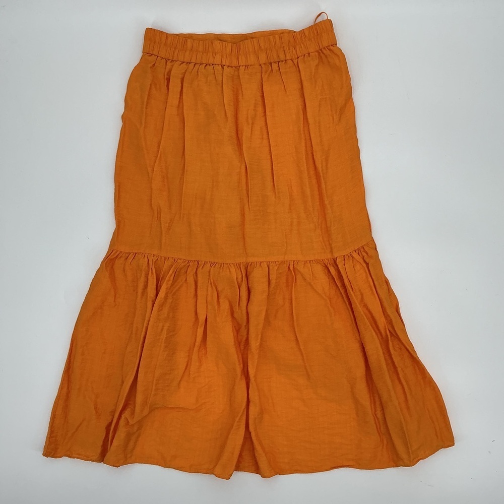 Women's Orange Ruffle Sunburst kiss Skirt Size: Medium - Picture 5 of 5